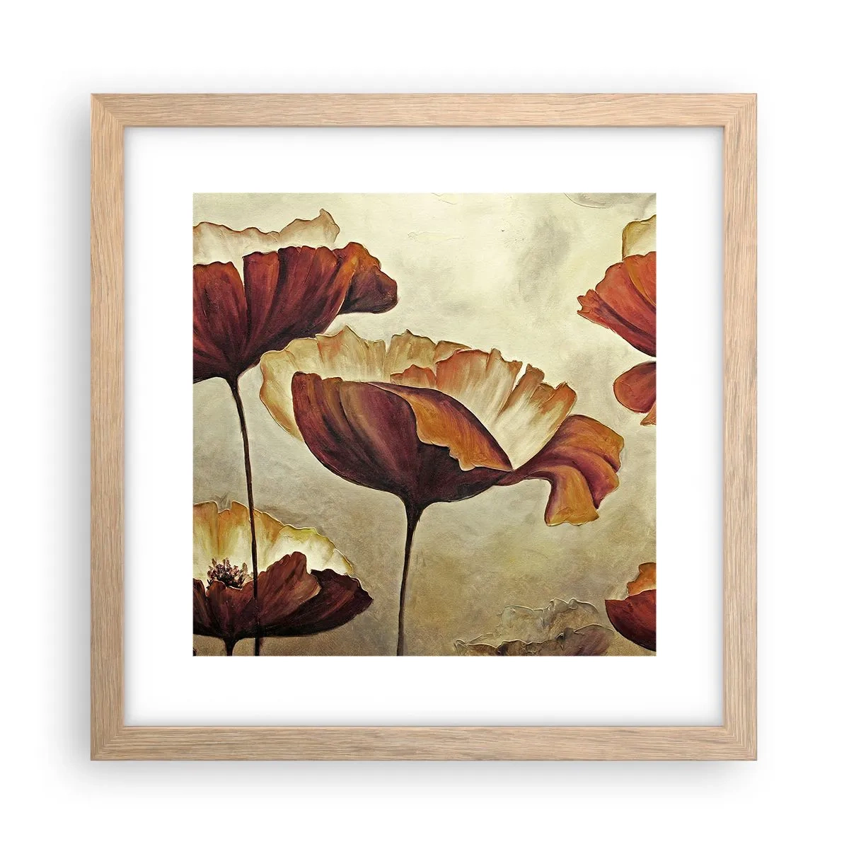 Affisch i ram av ljusek - Ängsblommor - 30x30 cm