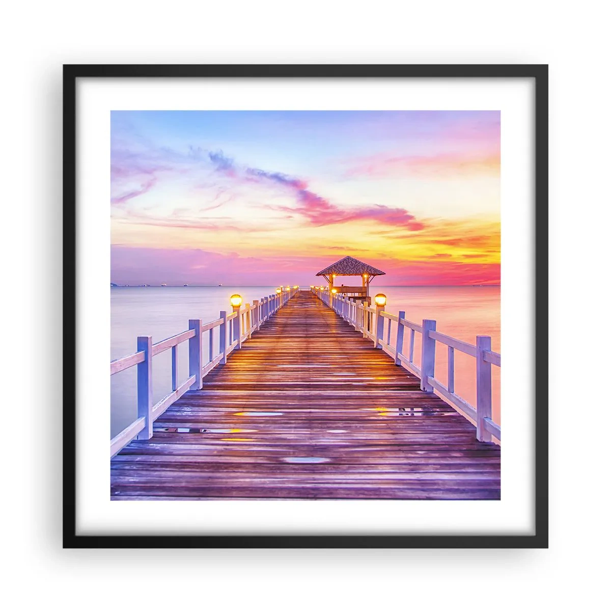 Affisch i svart ram - Kvällens lila-guld tystnad - 50x50 cm