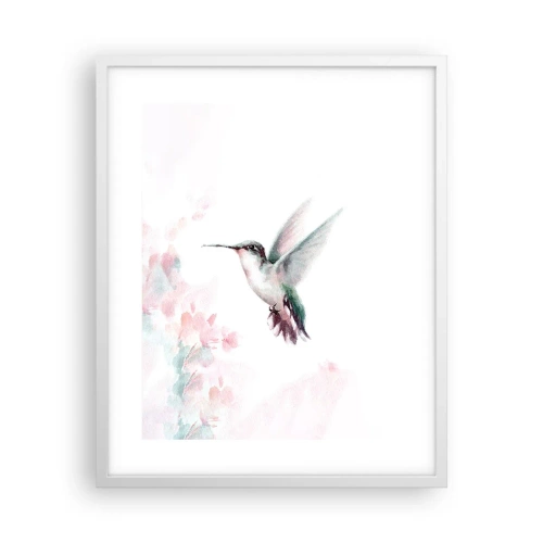 Affisch i vit ram - Fångad flaxande - 40x50 cm