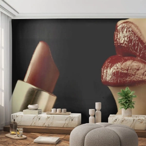 Fototapet Premium Sand - Karminets sensualitet och glans - människor, Kvinna, Smink - 400x280 cm