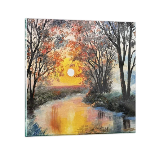 Glastavla - Bild på glas - Höststämning - 50x50 cm