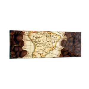 Glastavla - Bild på glas - Varifrån kommer det bästa kaffet? - 90x30 cm