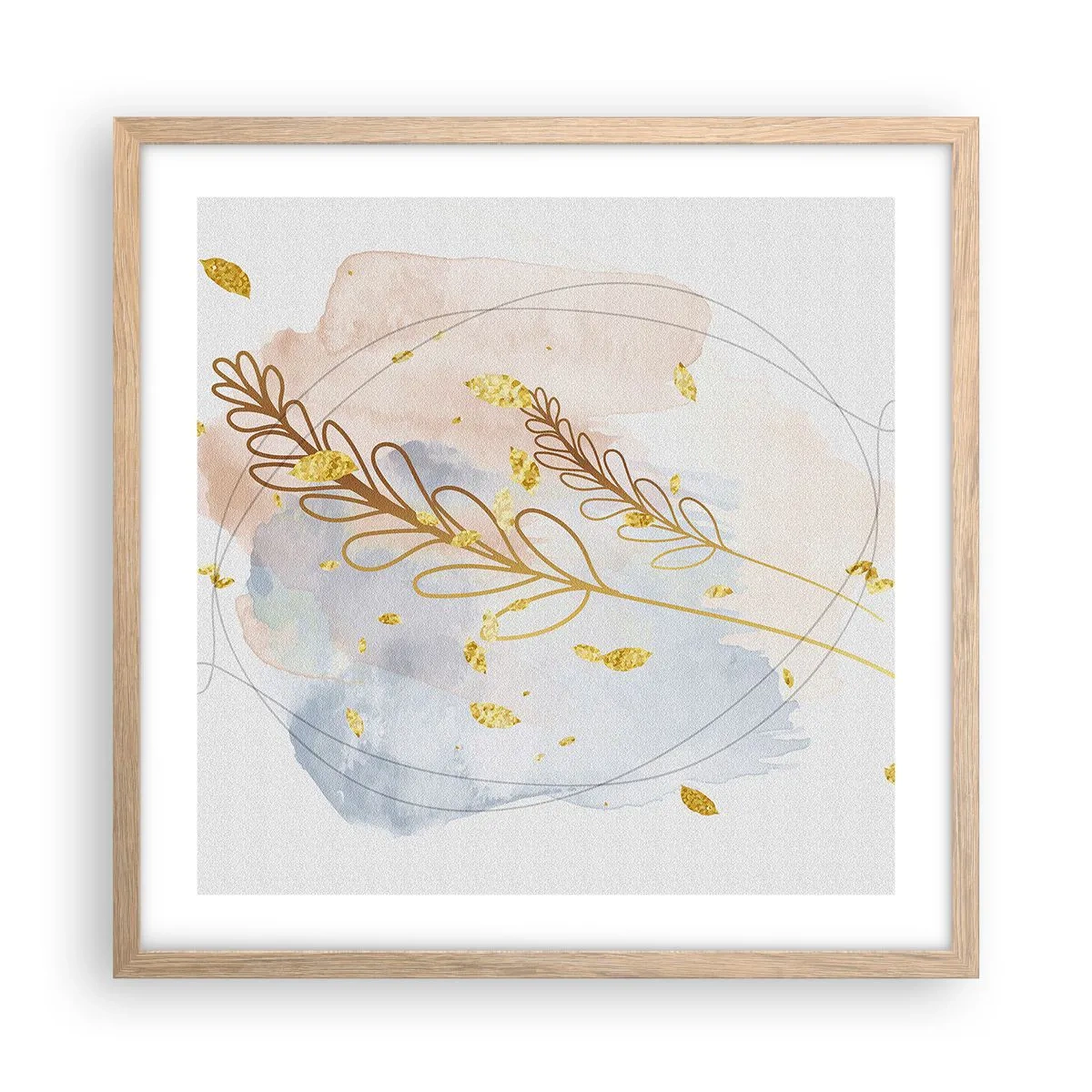 Affisch i ram av ljusek - En gyllene explosion - 50x50 cm