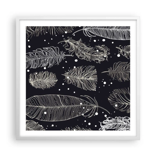 Affisch i vit ram - Fjäderspets - 60x60 cm