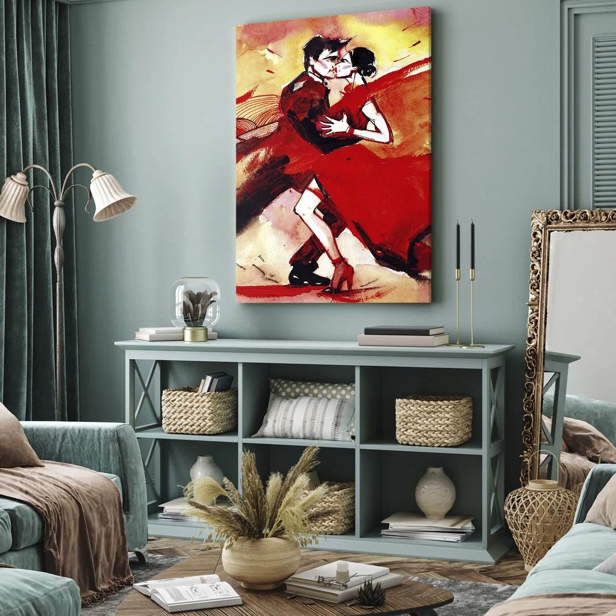Canvastavla - Bild på duk - Passionens lila rytm - 55x100 cm