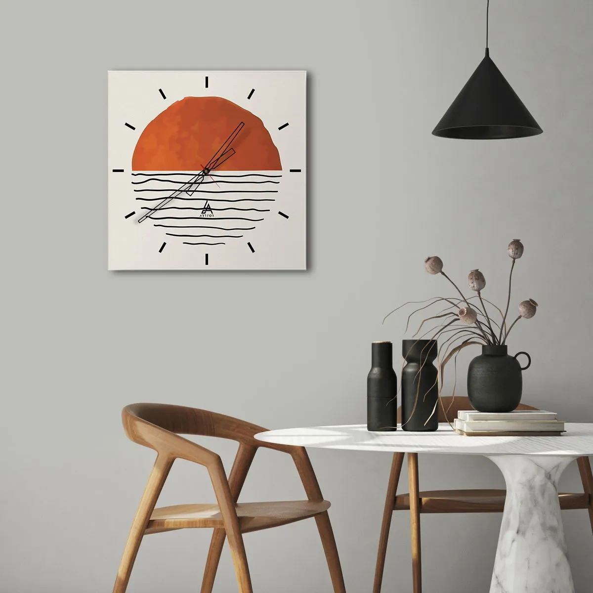 Väggklocka - Klocka på glas - I japansk stämning - 30x30 cm