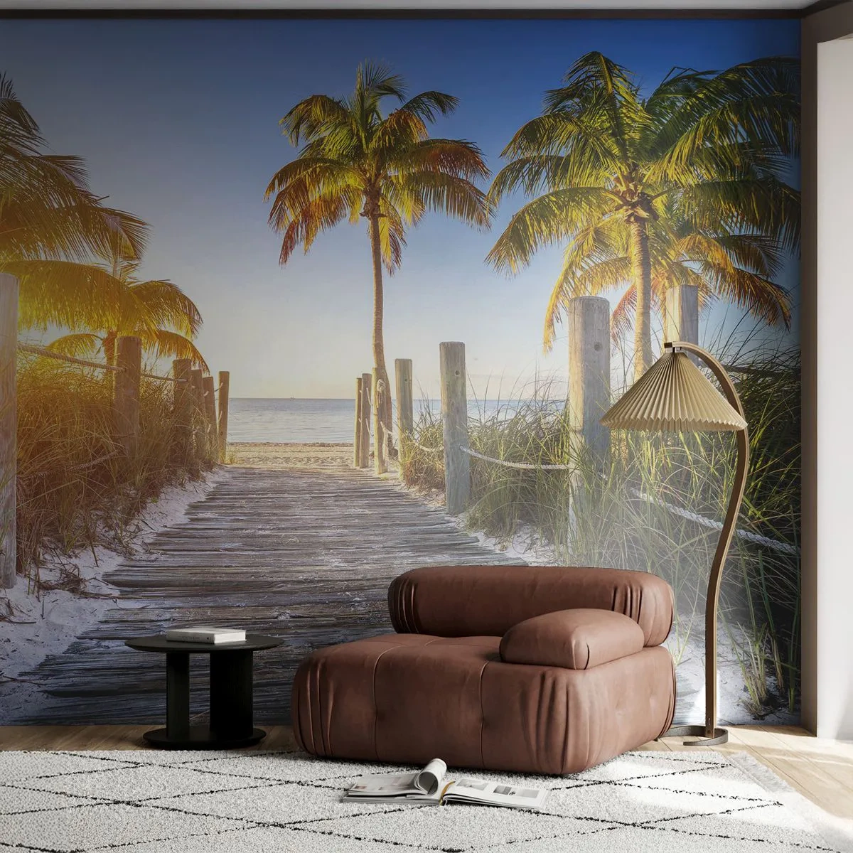 Fototapet Premium Sand - Raka vägen till paradiset - Landskap, Kokosnötspalm, Strand - 100x70 cm