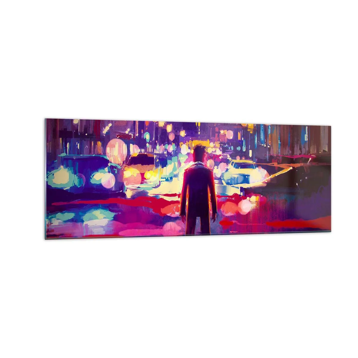 Glastavla - Bild på glas - Doppad i ljuset - 140x50 cm