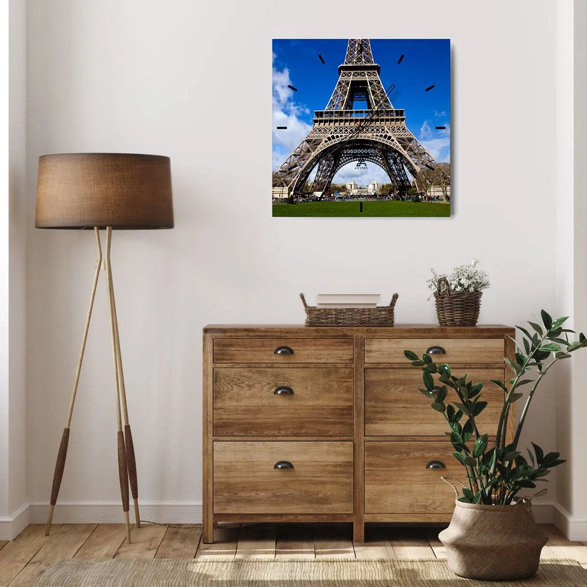 Väggklocka - Klocka på glas - Hela Paris vid dess fötter - 40x40 cm