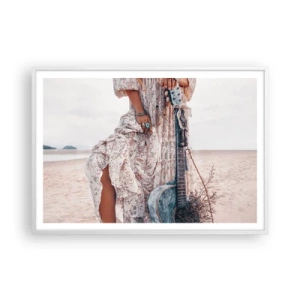 Affisch i vit ram - Flower power på väg - 100x70 cm