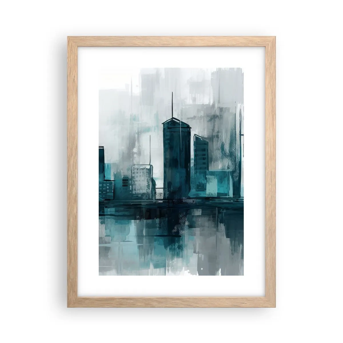 Affisch i ram av ljusek - Regnfärgad stad - 30x40 cm