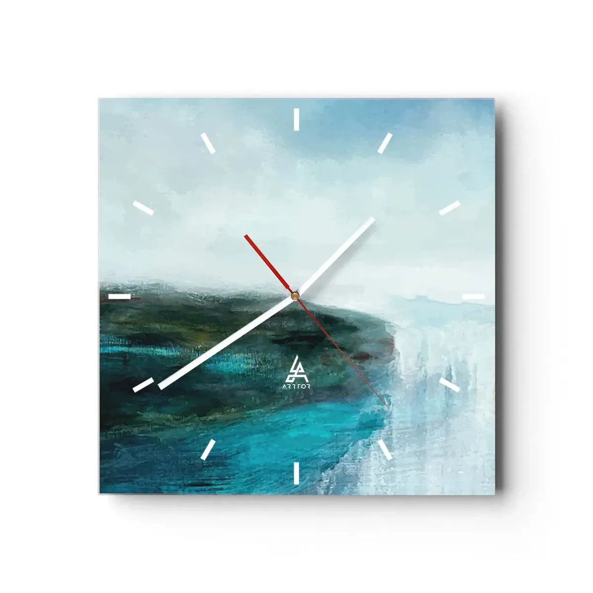 Väggklocka - Klocka på glas - Marin abstraktion - 40x40 cm