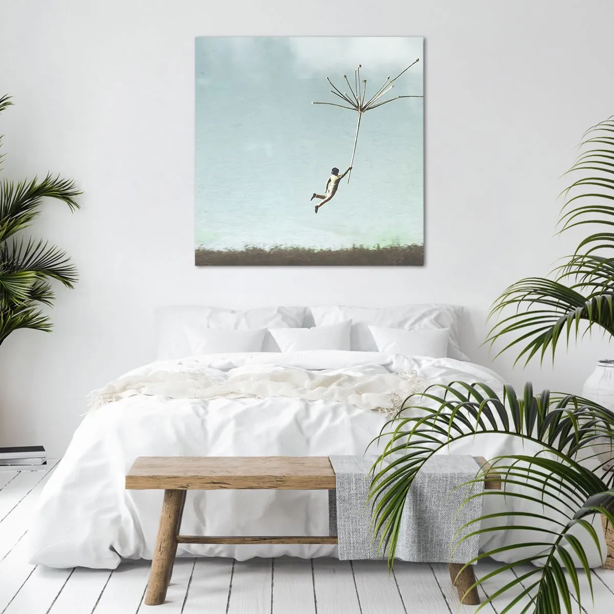 Canvastavla - Bild på duk - Drakar, maskrosor, vind - 50x50 cm