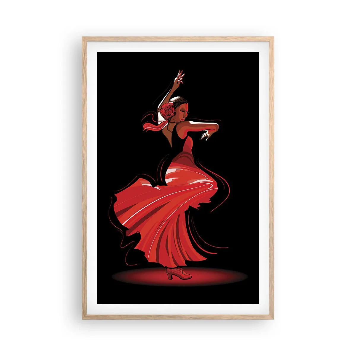 Affisch i ram av ljusek - Flamencos brinnande anda - 61x91 cm