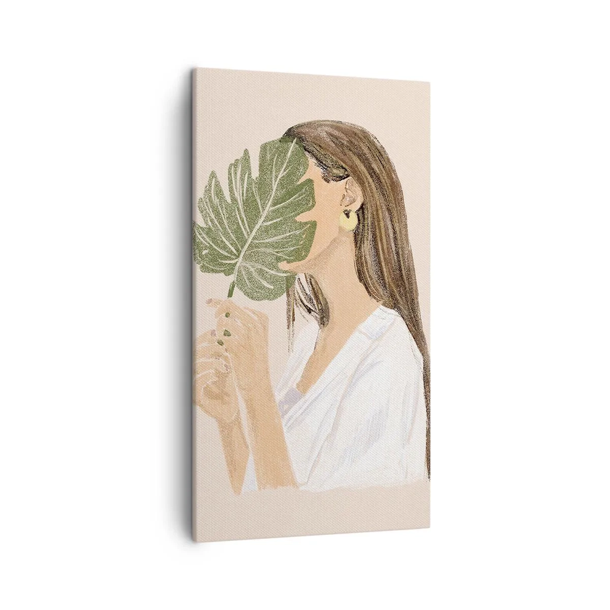 Canvastavla - Bild på duk - Mystiskt porträtt med solfjäder - 45x80 cm