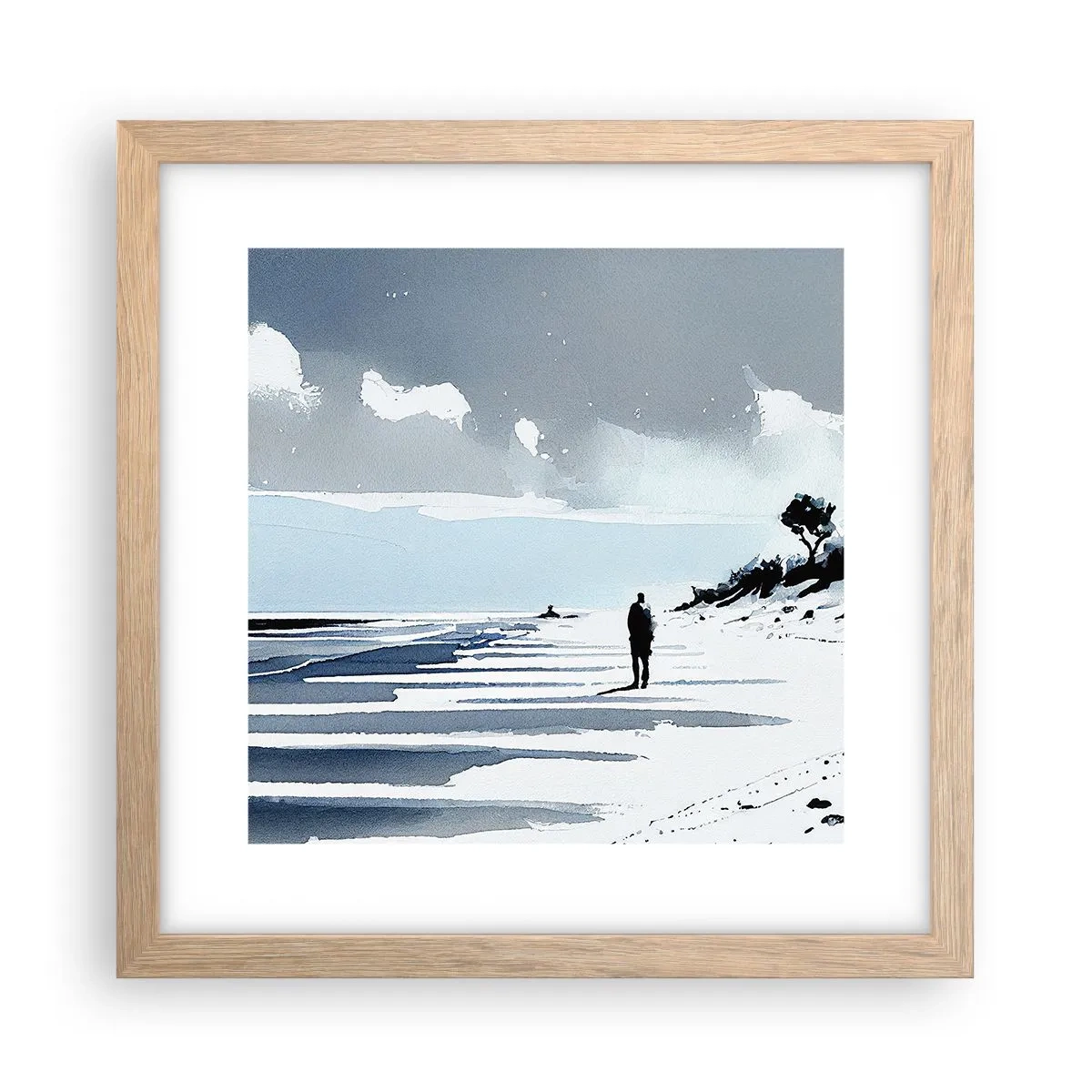 Affisch i ram av ljusek - Ensam - 30x30 cm