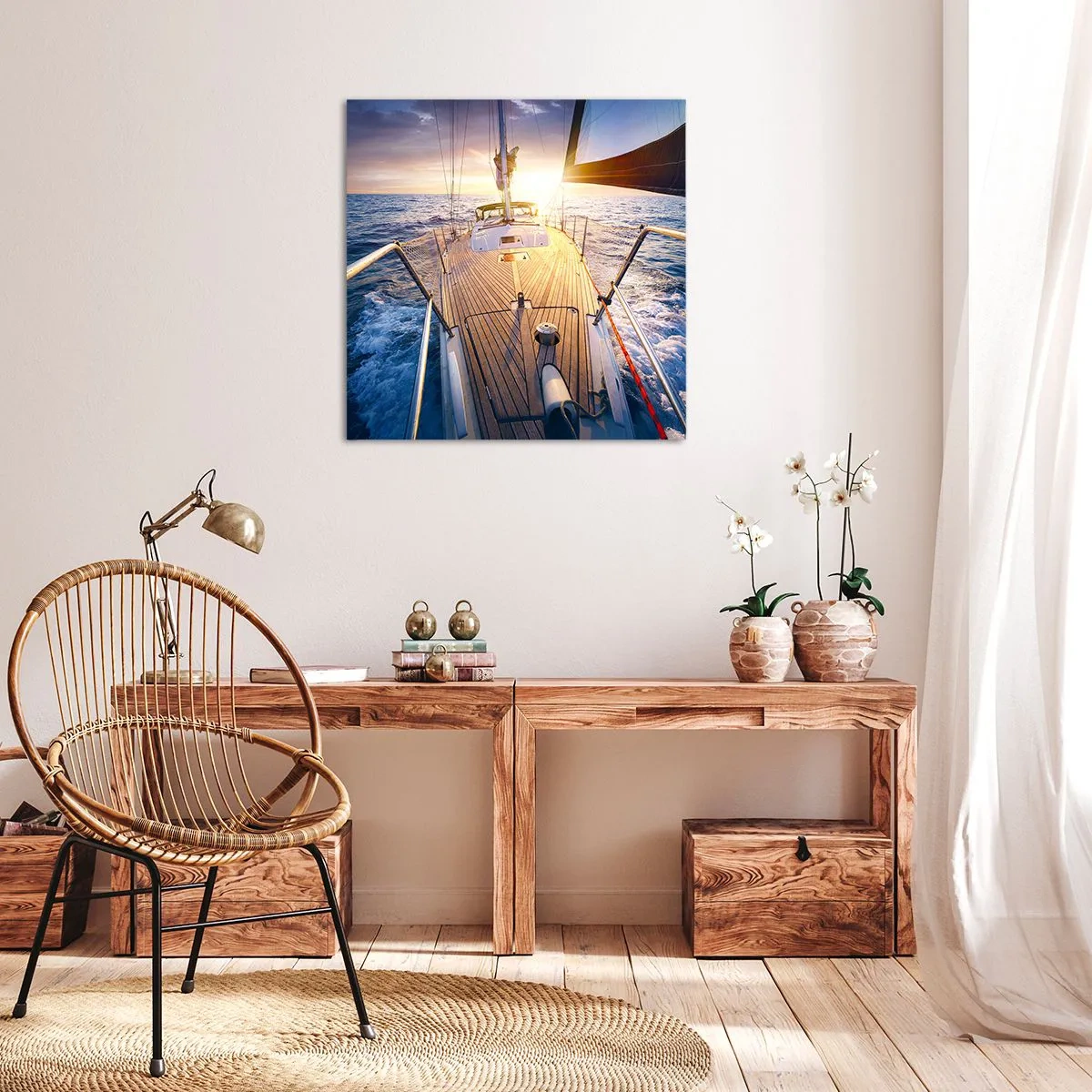 Canvastavla - Bild på duk - Springa på vågorna - 50x50 cm