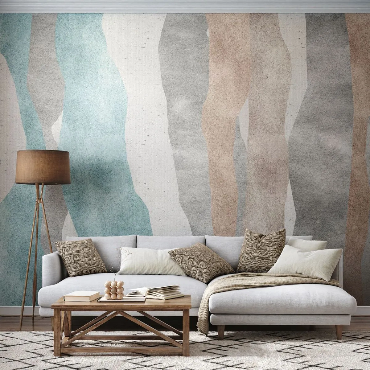 Fototapet Premium Canvas - Närhetsstudie - Pastell, Minimalistisk, Rader - 250x175 cm