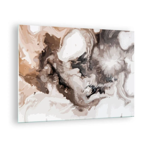 Glastavla - Bild på glas - Abstrakt mönster i nyanser av brunt, beige och vitt - 70x50cm - En galax födelse - Modern väggdekoration för vardagsrum och sovrum ARTTOR