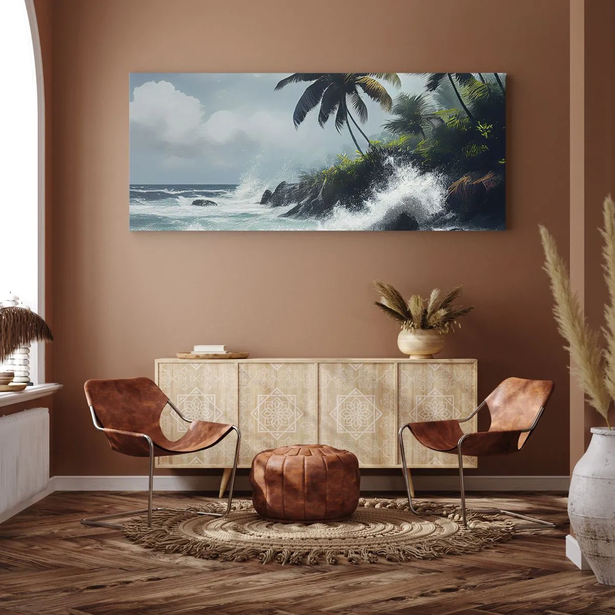 Canvastavla - Bild på duk - På en tropisk strand - 140x50 cm