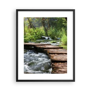 Affisch i svart ram - Över skummande kaskad - 40x50 cm