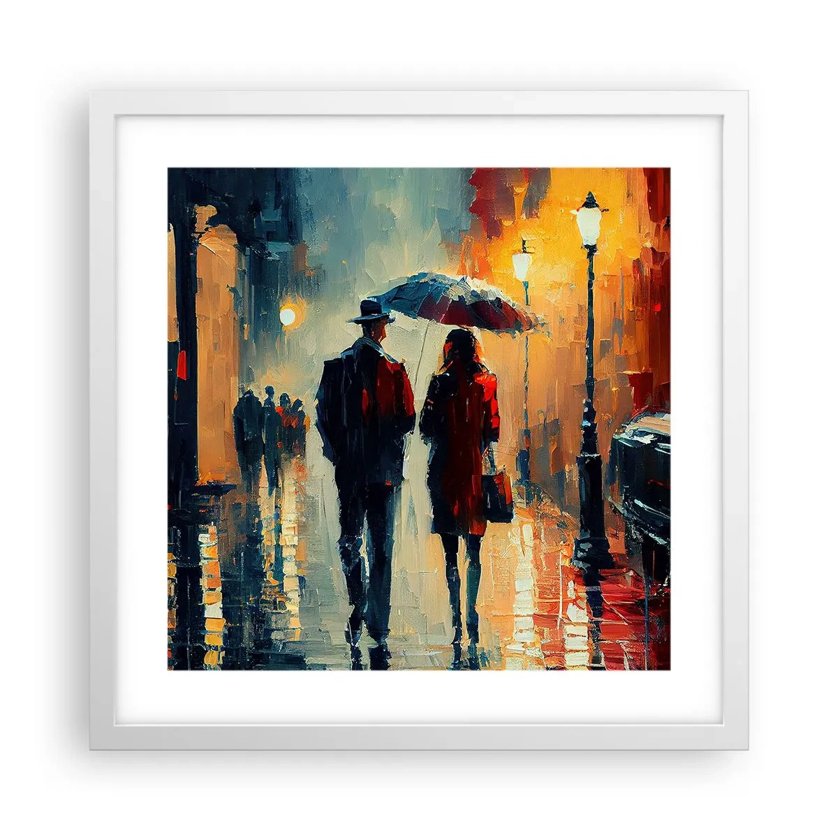 Affisch i vit ram - Kärlekshistoria på stan - 40x40 cm