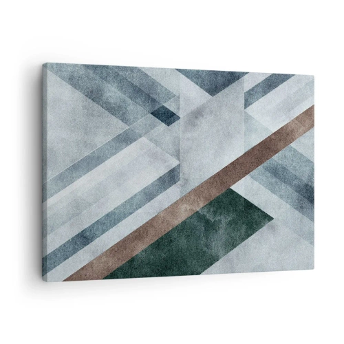 Canvastavla - Bild på duk - Geometriska former i svala nyanser av blått och brunt - 70x50cm - Sofistikerad elegans i geometri - Modern väggdekoration för vardagsrum och sovrum ARTTOR