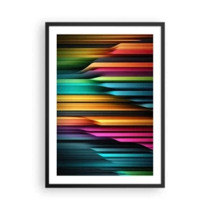 Affisch i svart ram - Färgglada ränder i futuristisk stil - 50x70cm - Lysande orgel - Modern väggdekoration för vardagsrum och sovrum ARTTOR