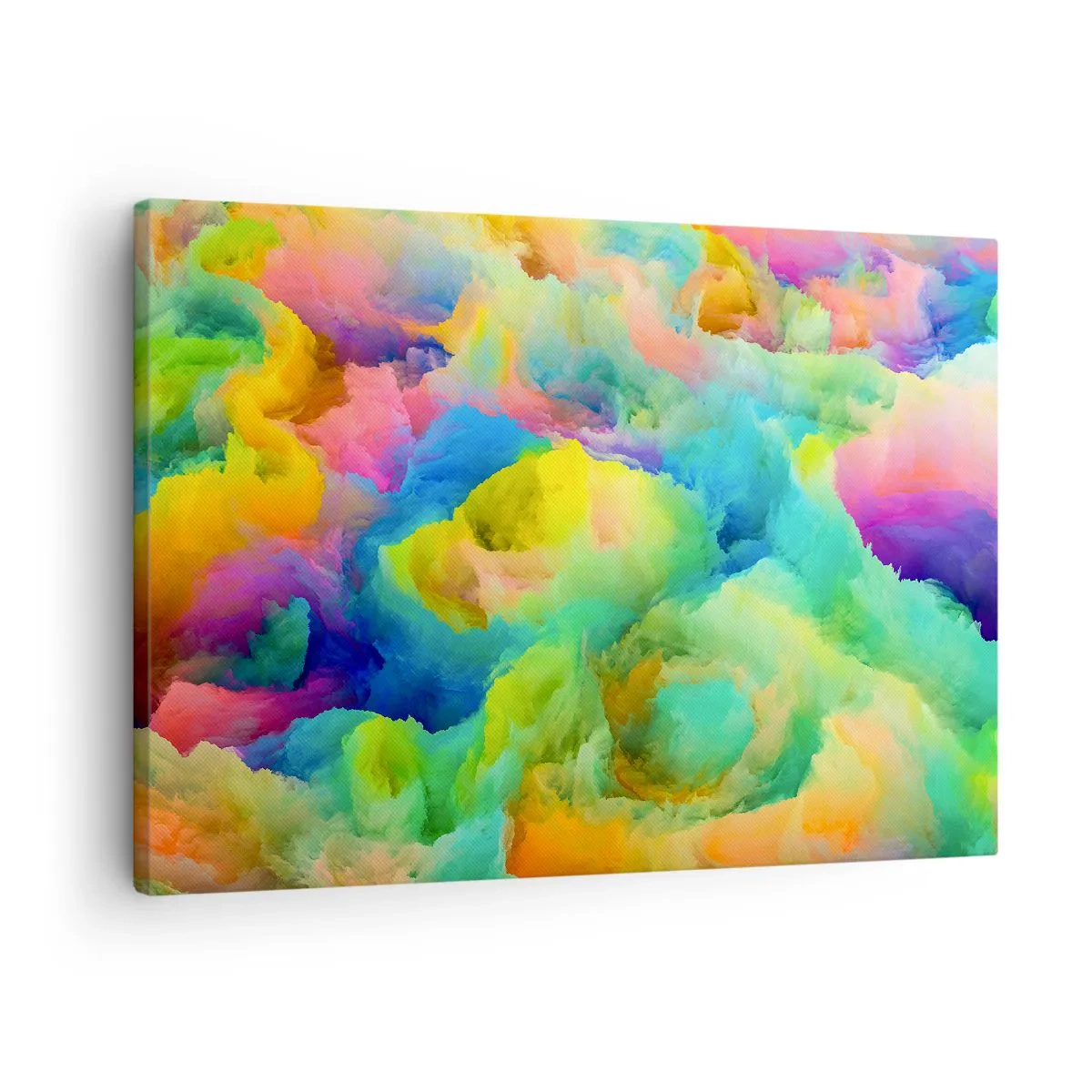 Canvastavla - Bild på duk - Abstrakt komposition i regnbågens färger - 70x50cm - Regnbågsdun - Modern väggdekoration för vardagsrum och sovrum ARTTOR