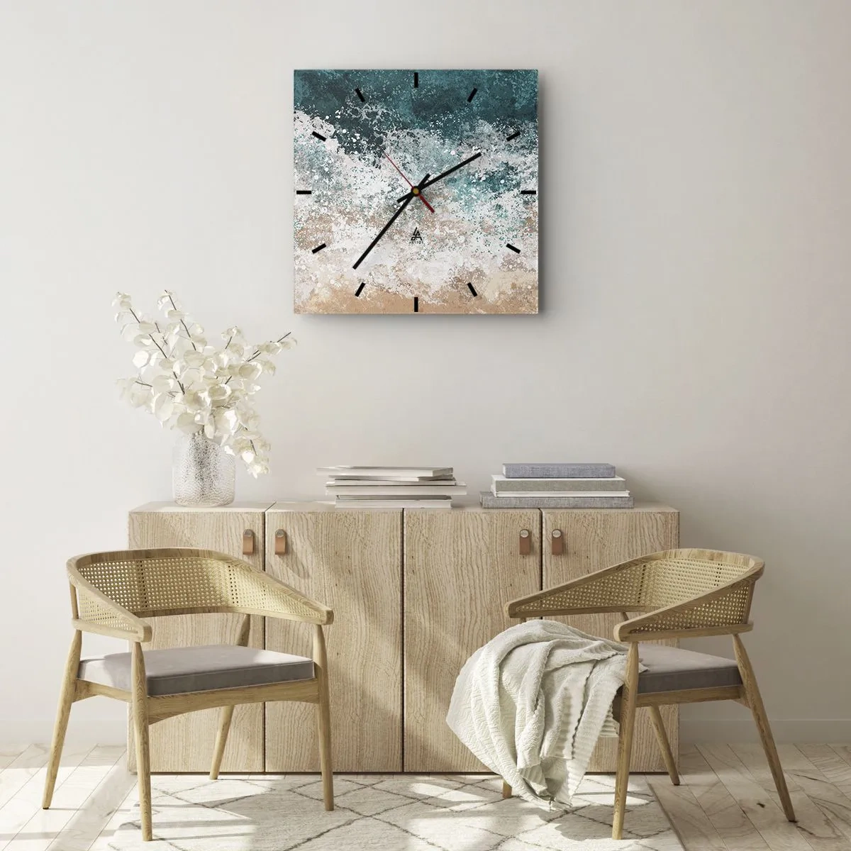 Väggklocka - Klocka på glas - Berättelser från havet - 30x30 cm