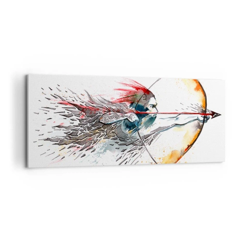 Canvastavla - Bild på duk - Mytomspunnen kämpe med brinnande båge - 100x40 cm