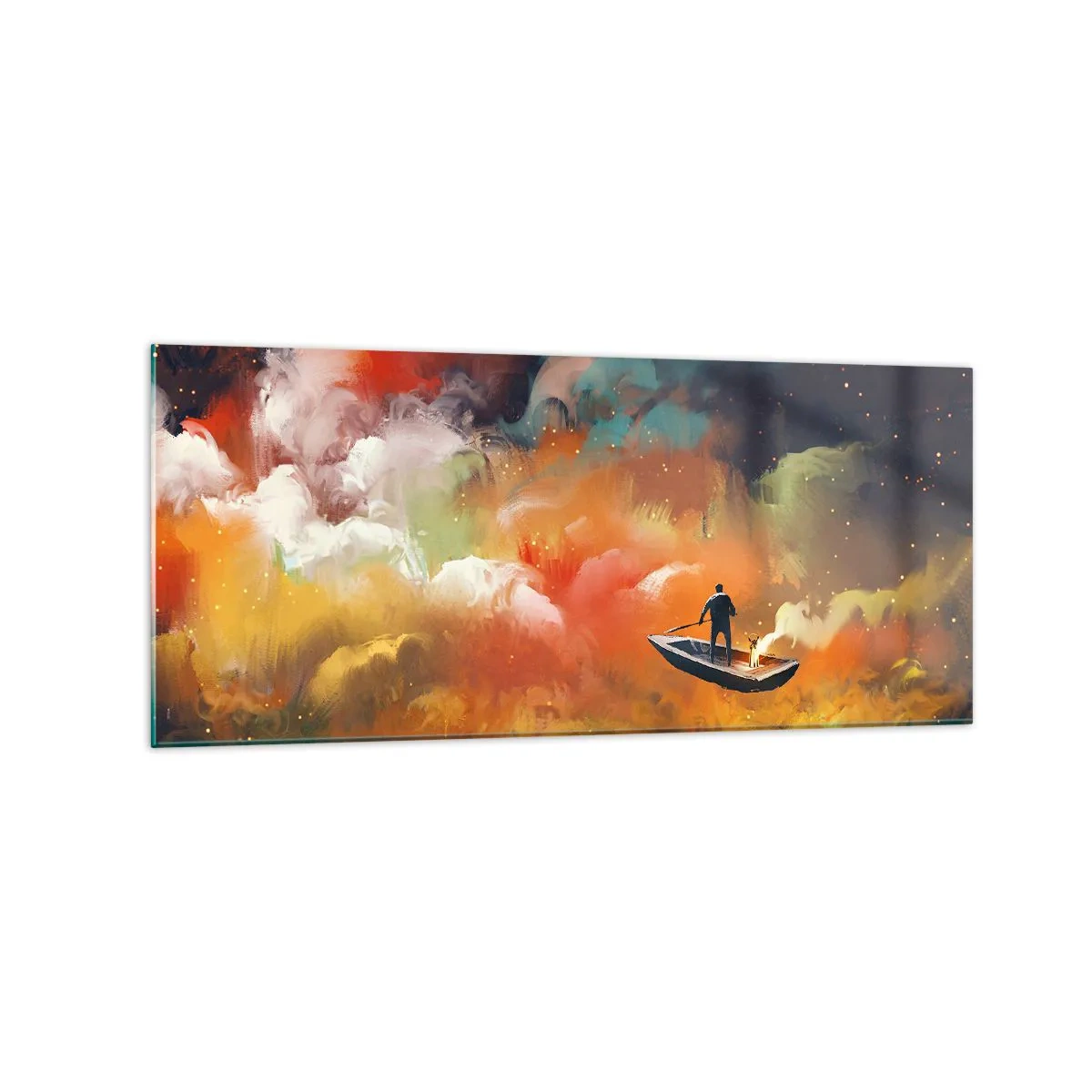 Glastavla - Bild på glas - I båten genom galaxen - 120x50 cm