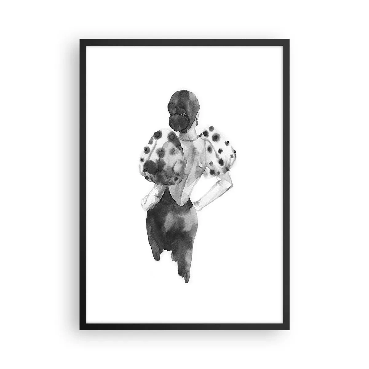 Affisch i svart ram - Snygg silhuett av en kvinna i svart med en elegant accent - 50x70cm - Hon passerade nära mig - Modern väggdekoration för vardagsrum och sovrum ARTTOR