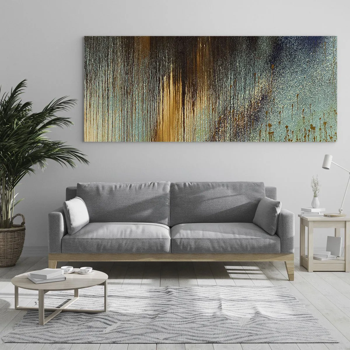 Glastavla - Bild på glas - En oavsiktlig färgglad komposition - 100x40 cm