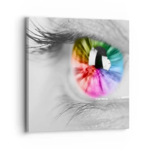 Canvastavla - Bild på duk - Se färgglatt på världen - 30x30 cm