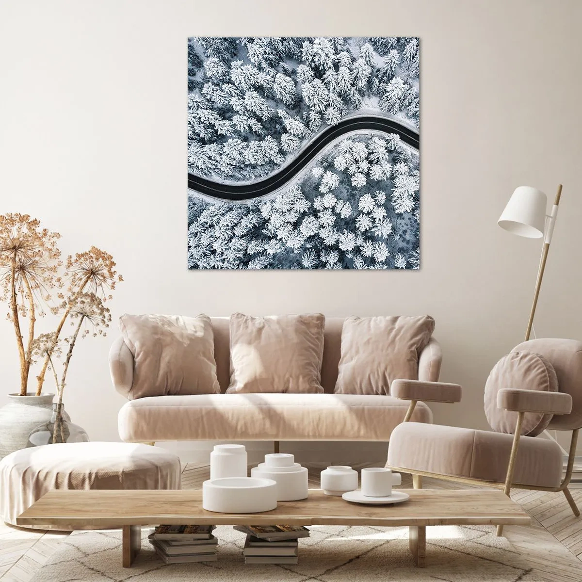 Canvastavla - Bild på duk - Genom vinterskogen - 60x60 cm