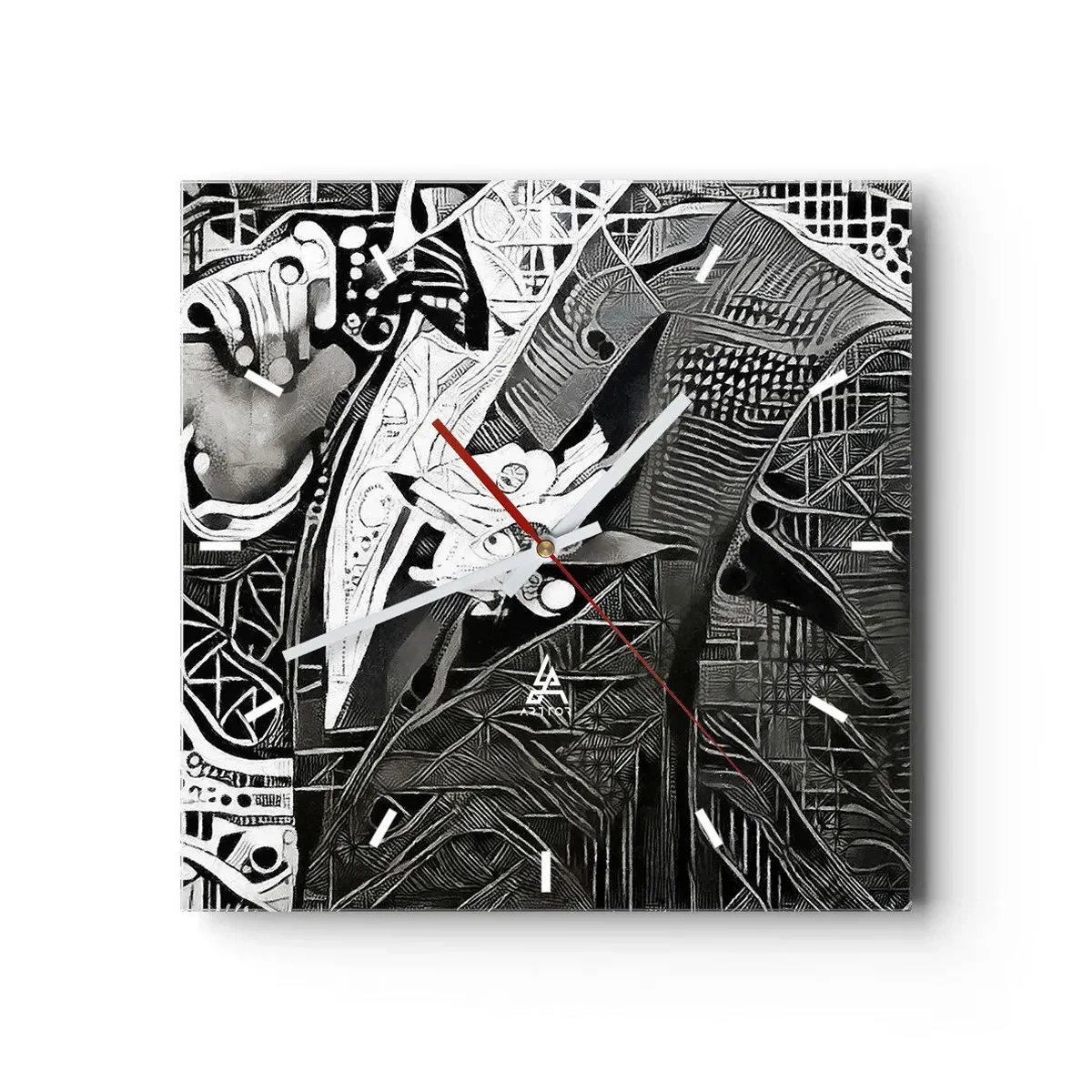 Väggklocka - Klocka på glas - Gråmänniska? - 30x30 cm