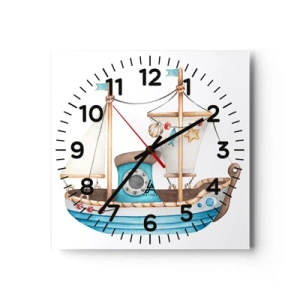 Väggklocka - Klocka på glas - Ohoj, äventyret! - 30x30 cm