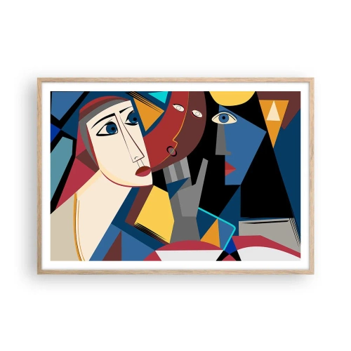 Affisch i ram av ljusek - Kubistiskt samtal - 100x70 cm
