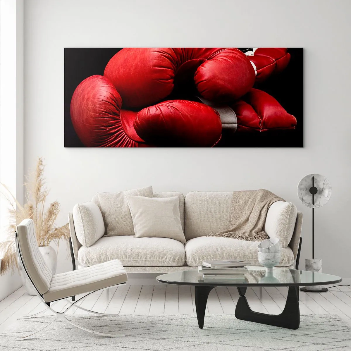 Glastavla - Bild på glas - Kampens emotioner bakom oss - 140x50 cm
