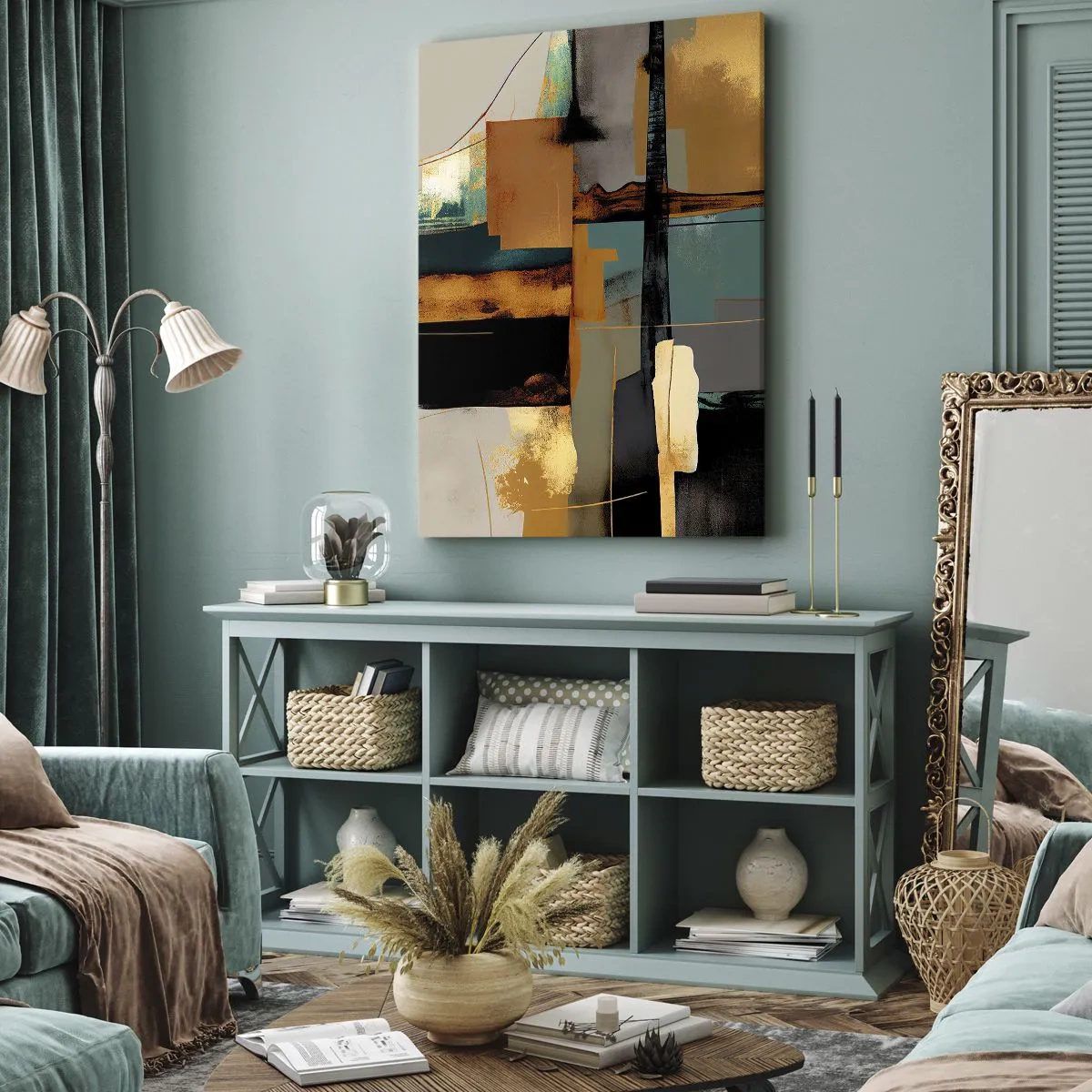 Canvastavla - Bild på duk - Abstraktion - ljus och skugga - 80x120 cm