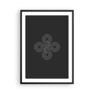 Affisch i svart ram - Geometrisk symbol på svart bakgrund - 50x70cm - I keltisk anda - Modern väggdekoration för vardagsrum och sovrum ARTTOR