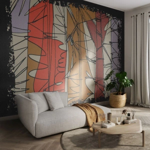 Fototapet Premium Sand - Spontan komposition - Abstraktion, Bit, Klotter - 100x70 cm