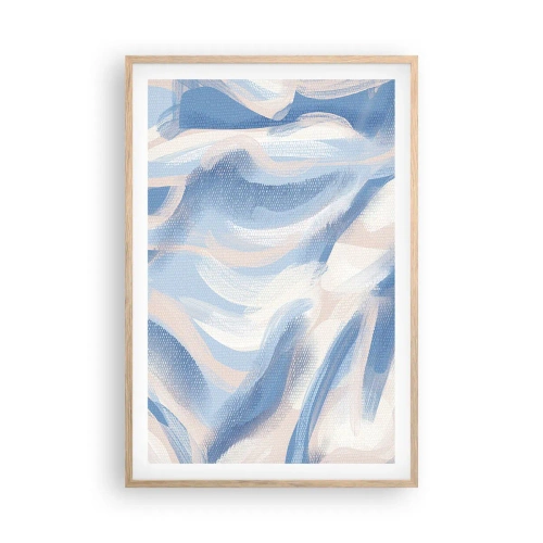 Affisch i ram av ljusek - Blå krusningar - 61x91 cm