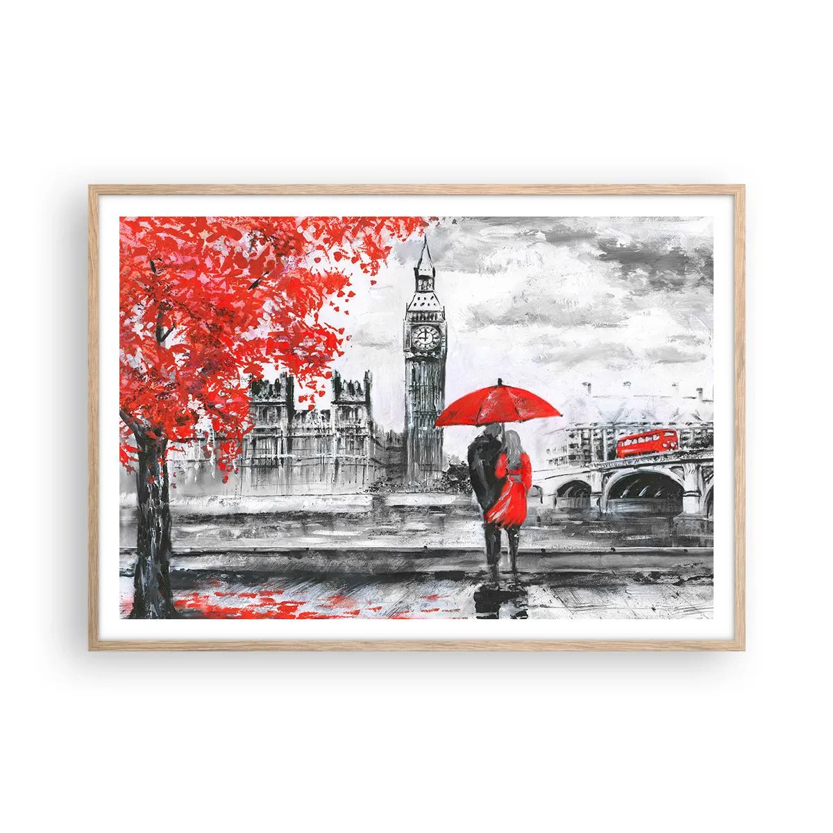 Affisch i ram av ljusek - Förälskade i London - 100x70 cm