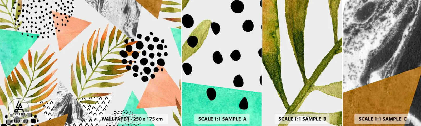 Fototapet Prov Standard Eco - Dekoration med palmblad - Palmblad, Grafik, Bit - 100x30 cm