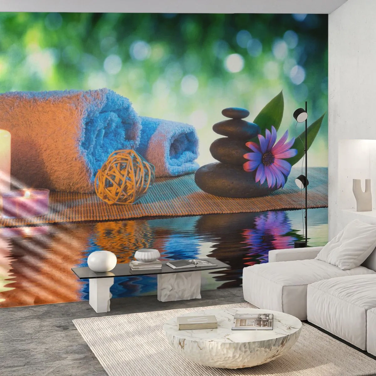 Självhäftande Fototapet Deluxe Sticker - Tid för kroppen - Spa, Ljus, Kultur Japan - 250x175 cm