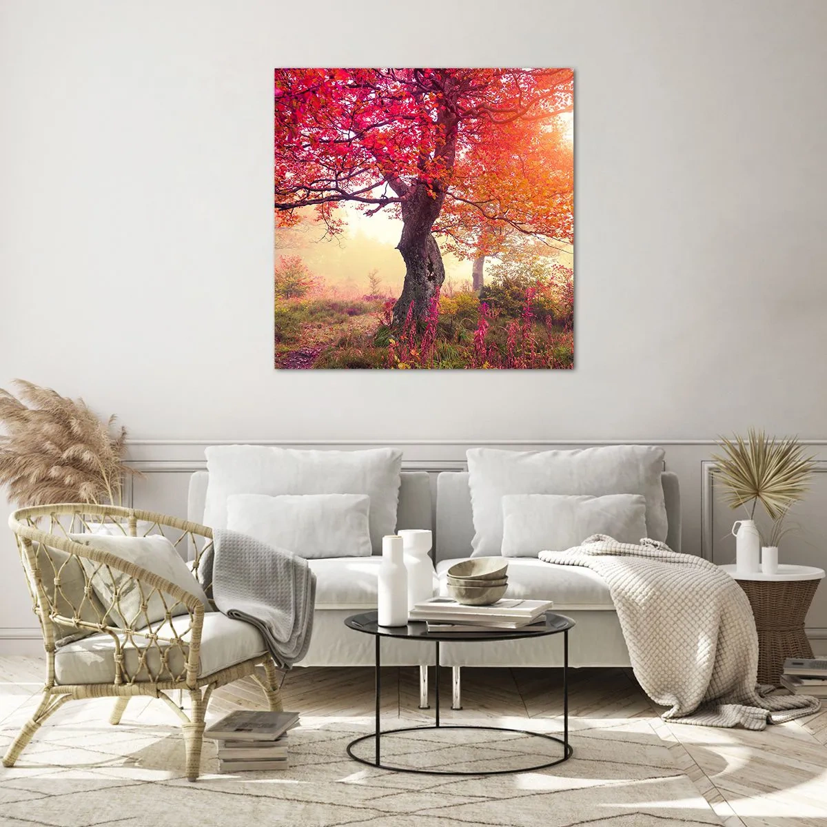 Glastavla - Bild på glas - Våldsam blommande - 50x50 cm