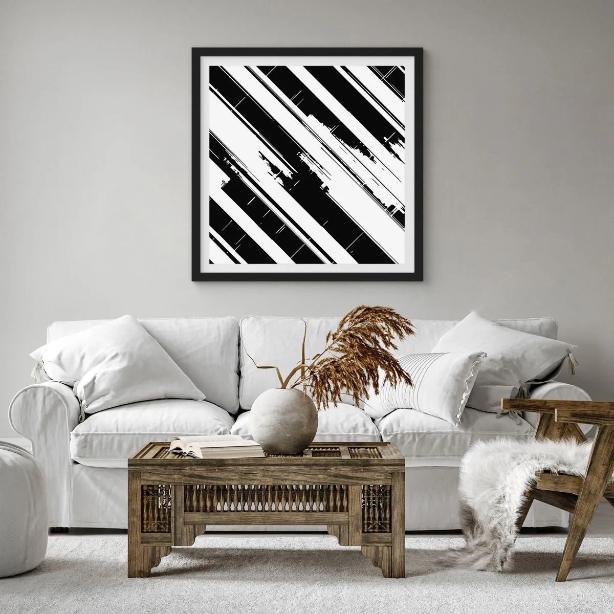 Affisch i svart ram - Intensiv och dynamisk komposition - 50x50 cm