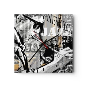 Väggklocka - Klocka på glas - I New Yorks rytm - 30x30 cm